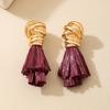 Bohemian Personalized Creative Gold Color Wrapped Tassel Earrings, Women's Retro Ethnic Style Holiday Accessories Gifts