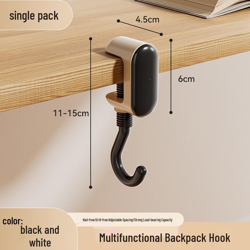 Detachable No-Drill Folding Backpack Hook for Desk Edge