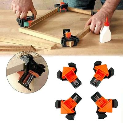 4 PCS Grampos de Ângulo de 90° para Marcenaria, Suporte de Grampo de Ângulo Reto com Ferramentas Manuais Ajustáveis para Projeto de Marcenaria Porta-Retratos