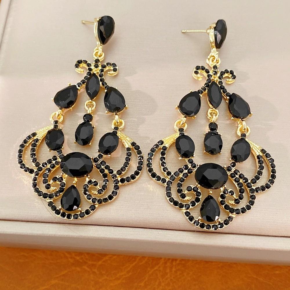 Exaggerated Rhinestone Drop Earrings Exquisite Statement Earrings  Anniversary