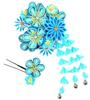 Hair Ornament Set Furisode Ceremony Tsumami Work Blue [Kyoto Usagido] 2-piece Coming-of-age Kk-009