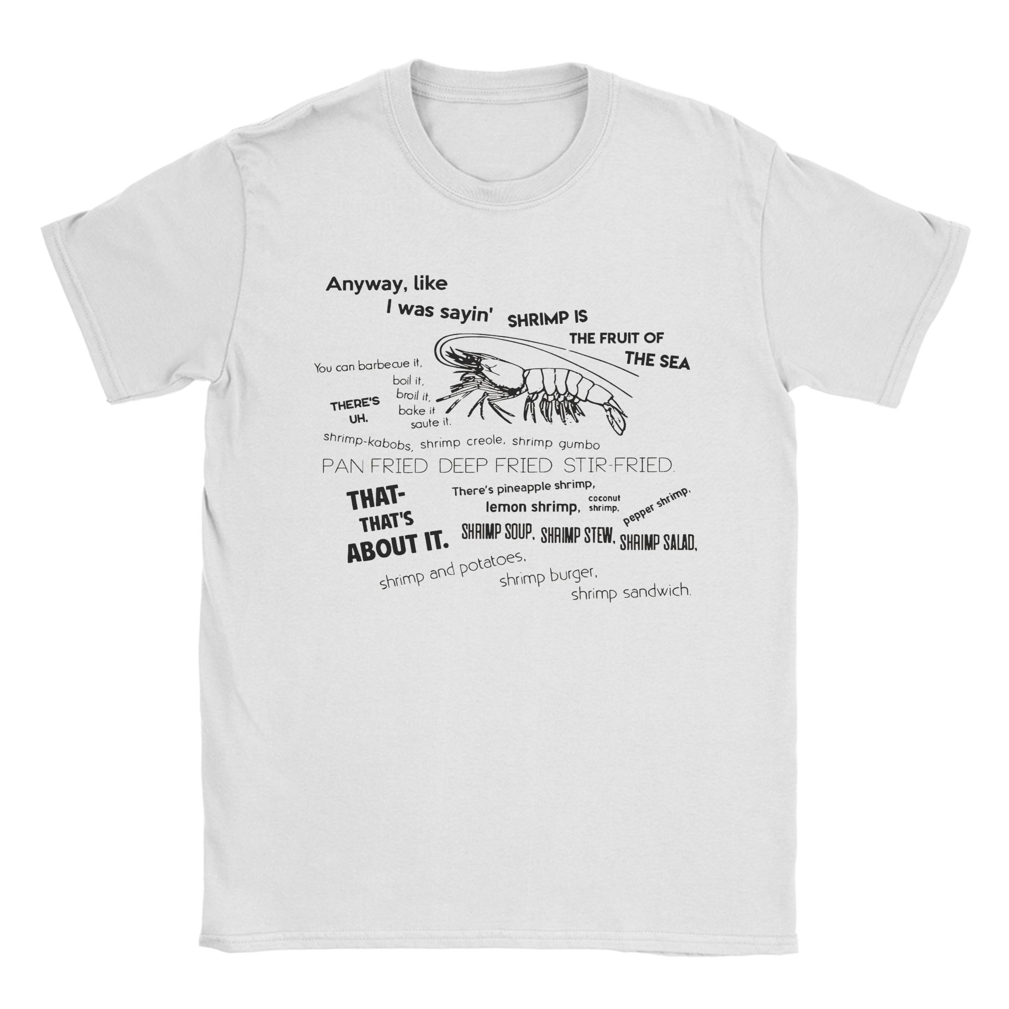 XIXI Fashion Forrest Gump Bubba Citaat over Garnalen Heren T-shirt Alabama Nieuwigheid Tee Korte Mouw Ronde Hals T-shirts Katoen Grote Maten Kleding L