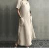 Creative Style Summer Bohemian Chinese Style Retro Women's Cotton Linen V-Neck Loose A-Line Dress