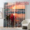 2pcs, 2D FLAT PRINTING Curtains (Without Rod) BeachRoseSunset Modern Curtains Digital Printed Versatile Fabric Curtains