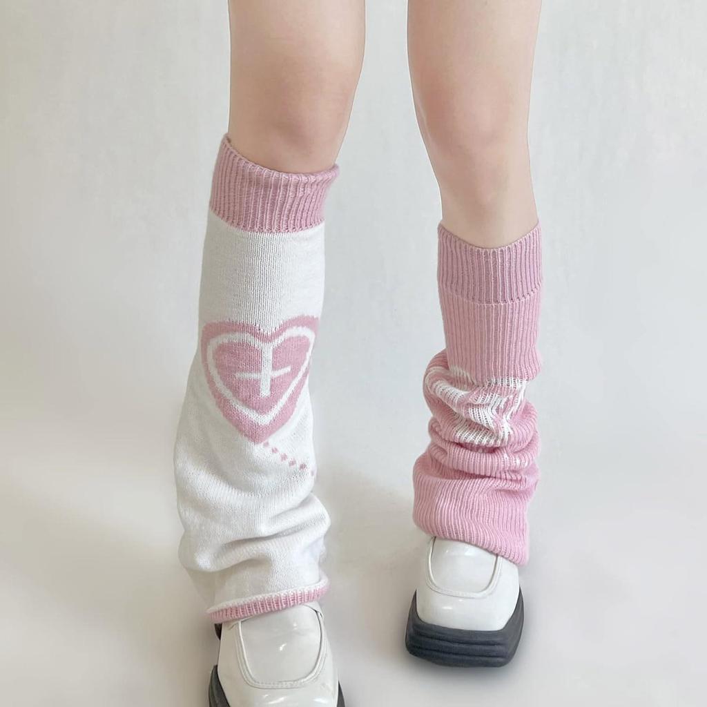 Asymmetric Skull Y2K Knitted Long Warmers: Lolita Wide Leg JK Girl Socks