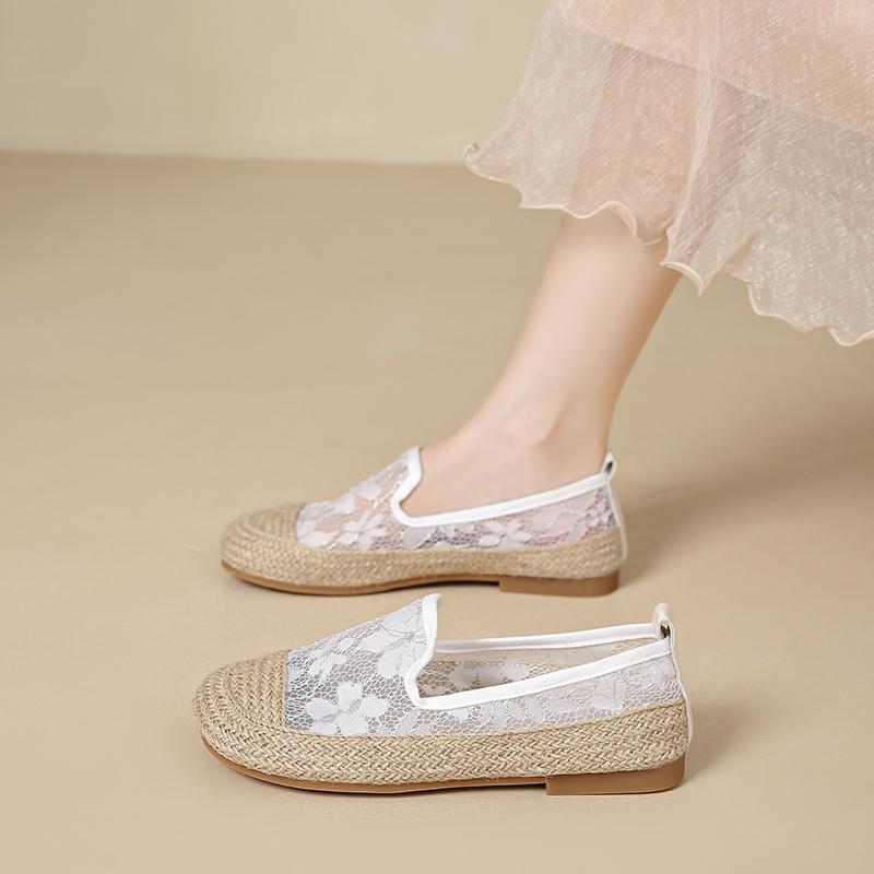 Fashion CRLAYDK Womens Lace Espadrille Moccasins Slip On Loafers for Work Penny Hollow Out Walking Ladies Casual Driving Boat Shoes