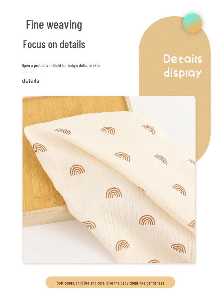 Double-Layer Cartoon Rainbow Cotton Gauze Bib Towel