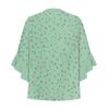 Women's Summer Tops V Neck Three-quarter Sleeves Floral Print Flowing Ruffle Sleeves Half-button Shirt