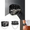 Gothic Skeleton And Bullet Design Neutral Chain Leather Handpiece For Halloween Accessories Summer