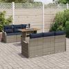 Garden Sofa Set 7 Pieces Gray and Navy Blue Poly Rattan