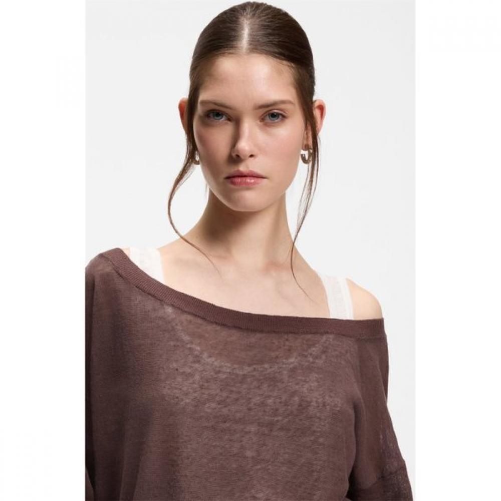 BoSS Women S Linen Cotton Underlayer Sweater Multi 50562972969 