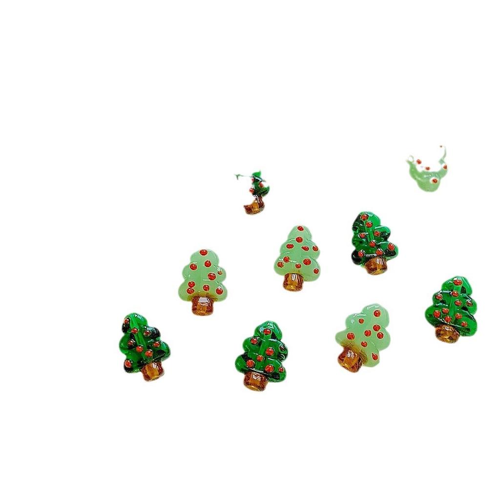 Hand-Painted Christmas Tree Glass Beads for DIY Jewelry & Phone Chains