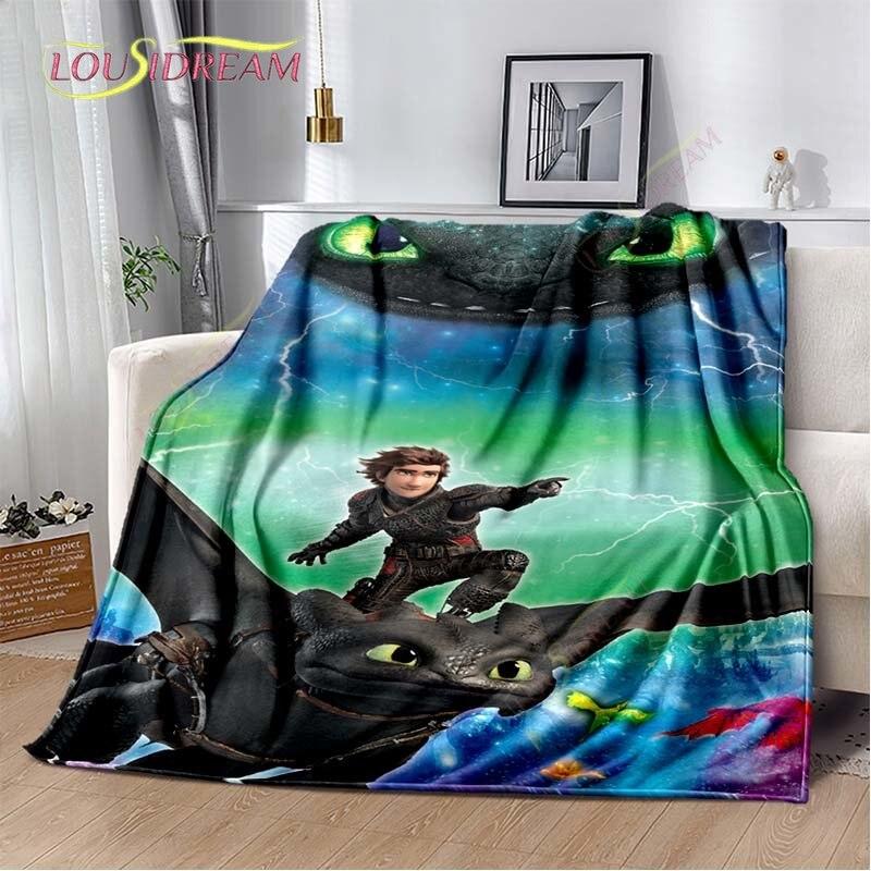 Κινούμενο Σχέδιο Πώς να Εκπαιδεύσεις τον Δράκο σου Χαριτωμένη Κουβέρτα Ελαφρύ Κλινοσκεπάσματα Εξαιρετικά Μαλακή Ζεστή Κουβέρτα Φλις για Κρεβάτι Σαλόνι Καναπέ