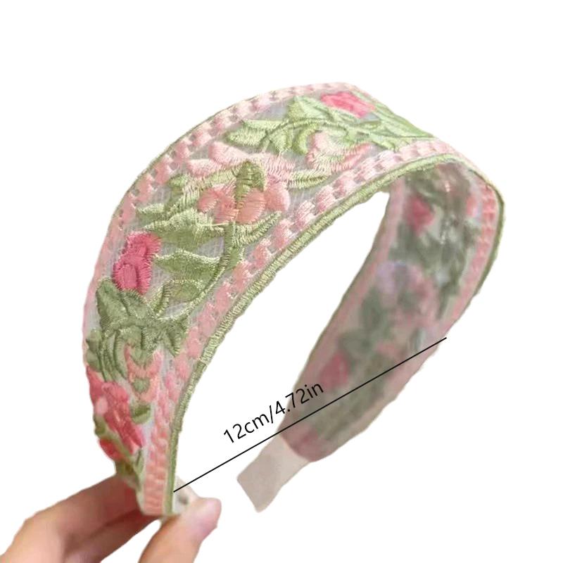 Elegant Chiffon Embroidery Flower Hairband – Sweet Floral Headband Turban Hoop For Women Fashion Hair Accessories