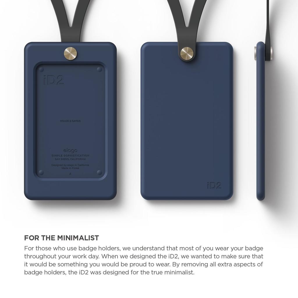 Elago ID2 Pass Case Silicone ID Card Holder Neck Strap Included Employee ID Case Gene Indigo