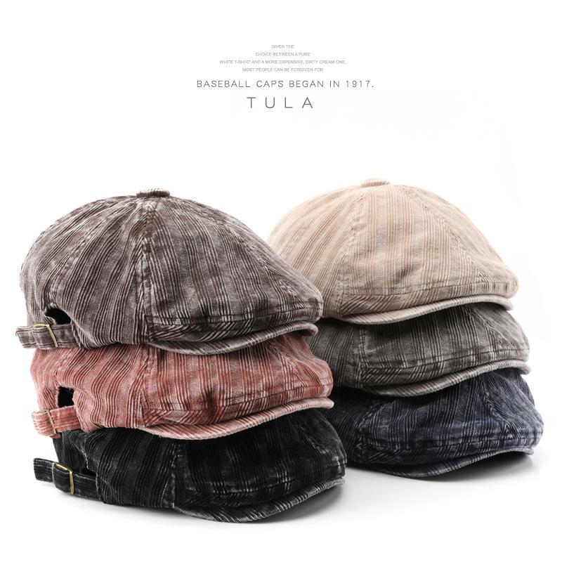 Women's Washed Corduroy Denim Forward Cap, Outdoor Men's Sun Hat, Painter's Hat, Beret