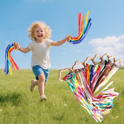 Kids 2Pcs Outdoor Toy Montessori Style Sensory Toy Running Dance Ribbon Ring Bpa-Free Newborn Upwards Develop Colour Recognition
