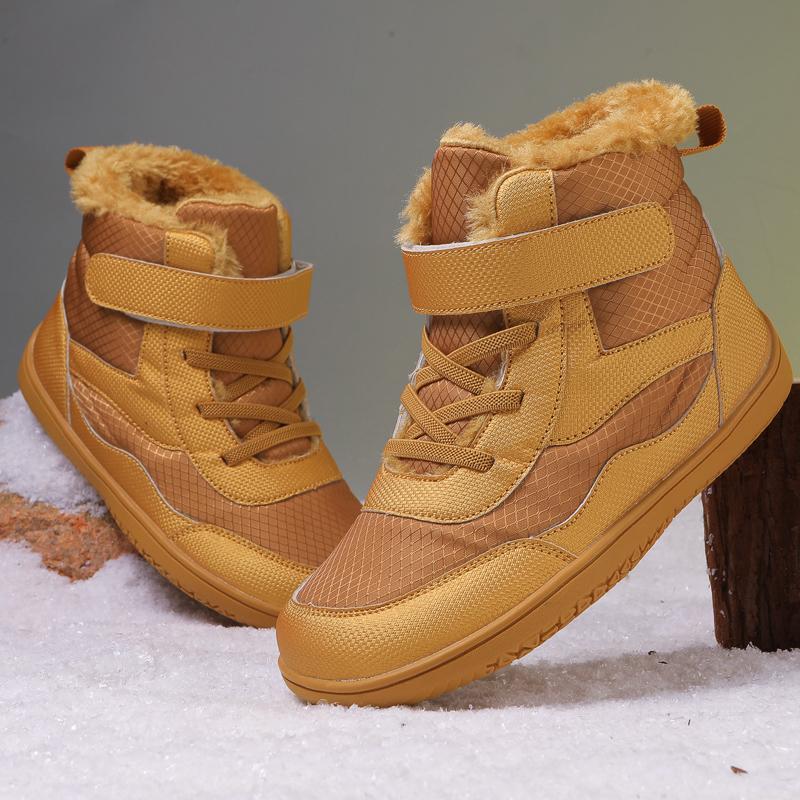 High-top Kids Cotton Shoes Plush Warm Snow Boots Boys Girls Winter Outdoor Hiking Sneakers Waterproof Non-slip