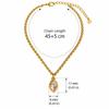 Jewelry Oval Pendant Necklace Stainless Steel Clavicle Chain Fashion Cubic Zirconia Necklace  Women