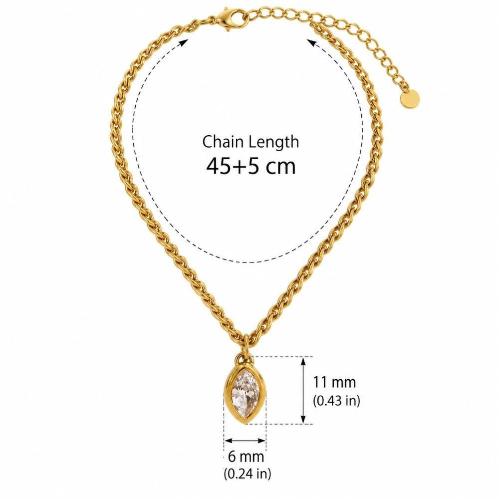 Jewelry Oval Pendant Necklace Stainless Steel Clavicle Chain Fashion Cubic Zirconia Necklace  Women