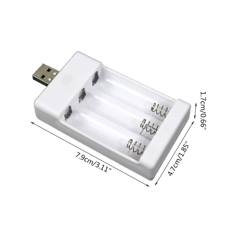 Rechargeable Battery Charger USB Output 3 Slots Charging Short Circuit for Protection Suitable for AAA/AA Battery Tools