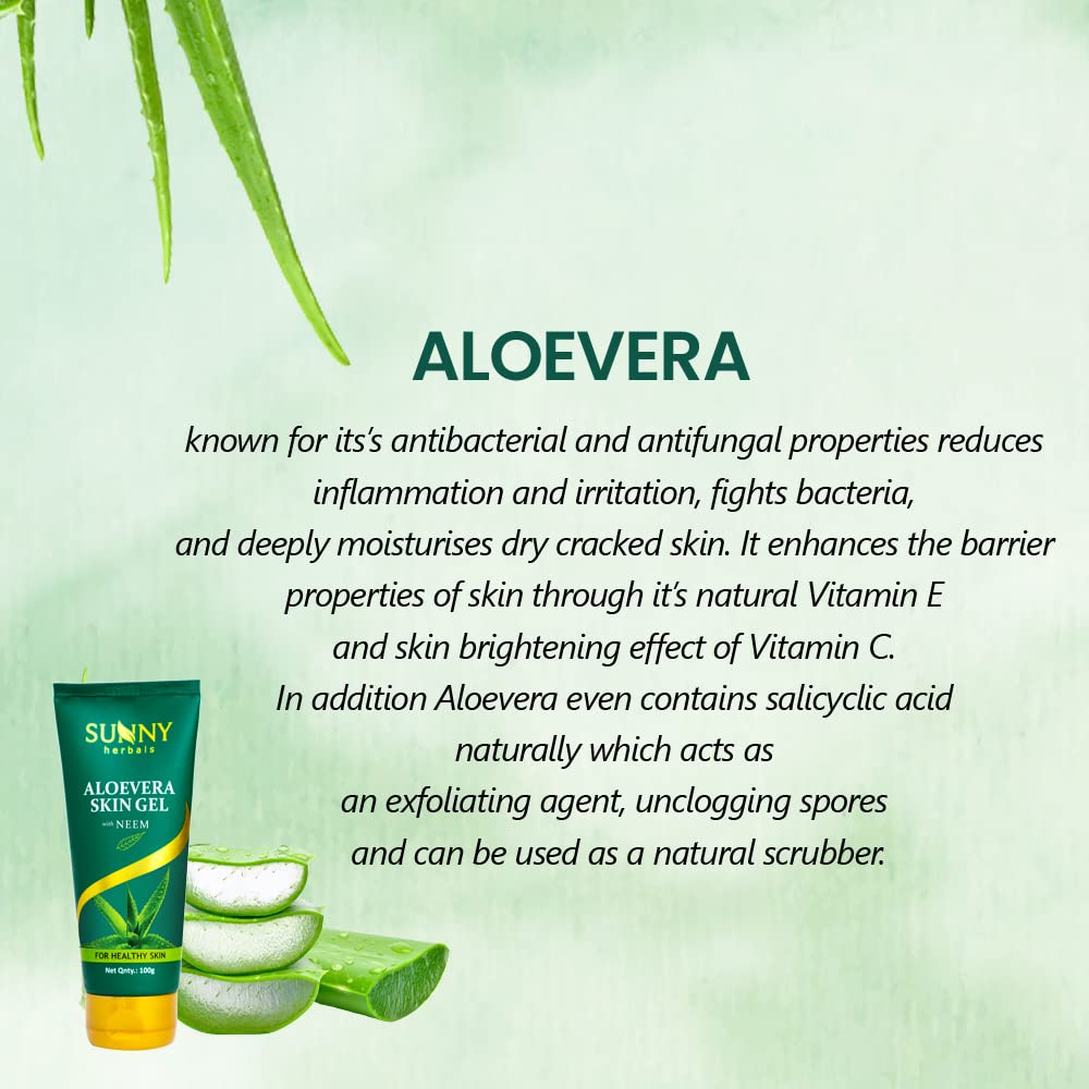 Sunny Herbals Aloe Feuchtigkeitsgel Feuchtigkeit Schnell Einziehend Make-up Freundlich Für Trockene Empfindliche Haut 100 gX Packung mit 2