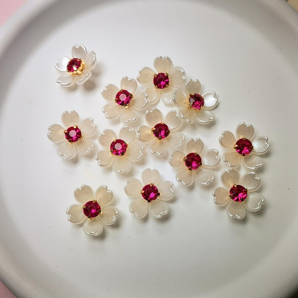 Plastic Rhinestone Flower-Shaped Decorations DIY Hair Accessories Clothing Ornament Handmade Bouquet Flower Heads Material