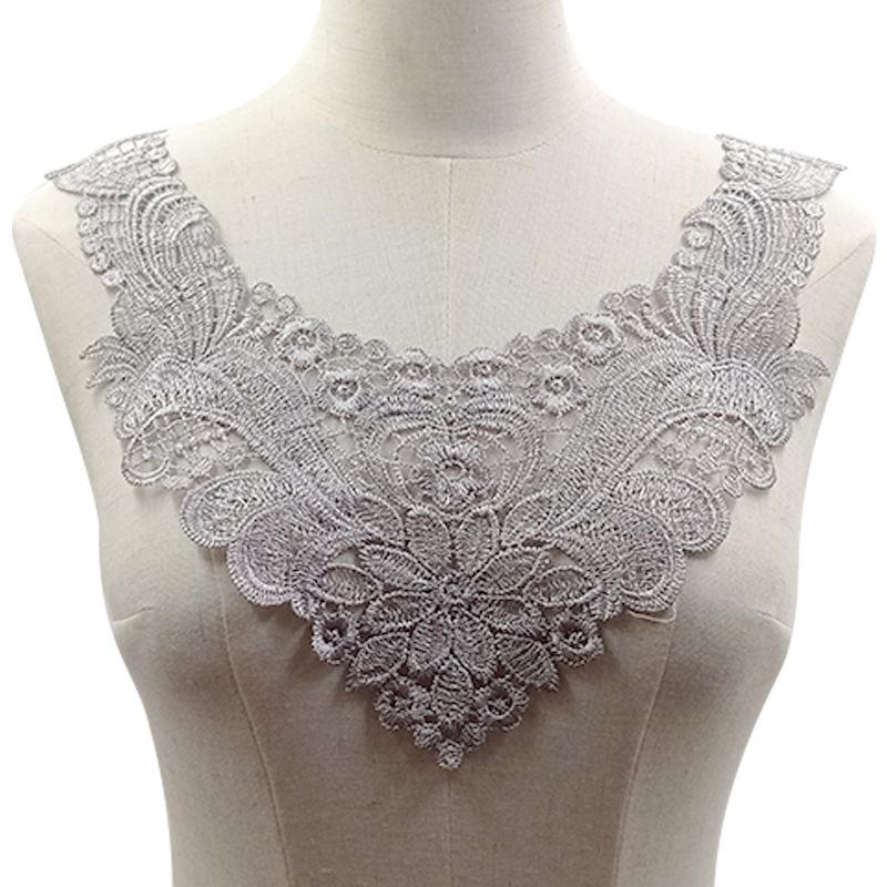 Woman's Clothing DIY Sewing Accessories Beautiful White Lace Collar Mesh Fabric Floral Embroidery Collar