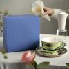 High-end Oriental Series Coffee Cup and Saucer Ceramic Mug Pink Yellow Blue Green Printed Plates Tea Cup Set Gift Box Souvenir
