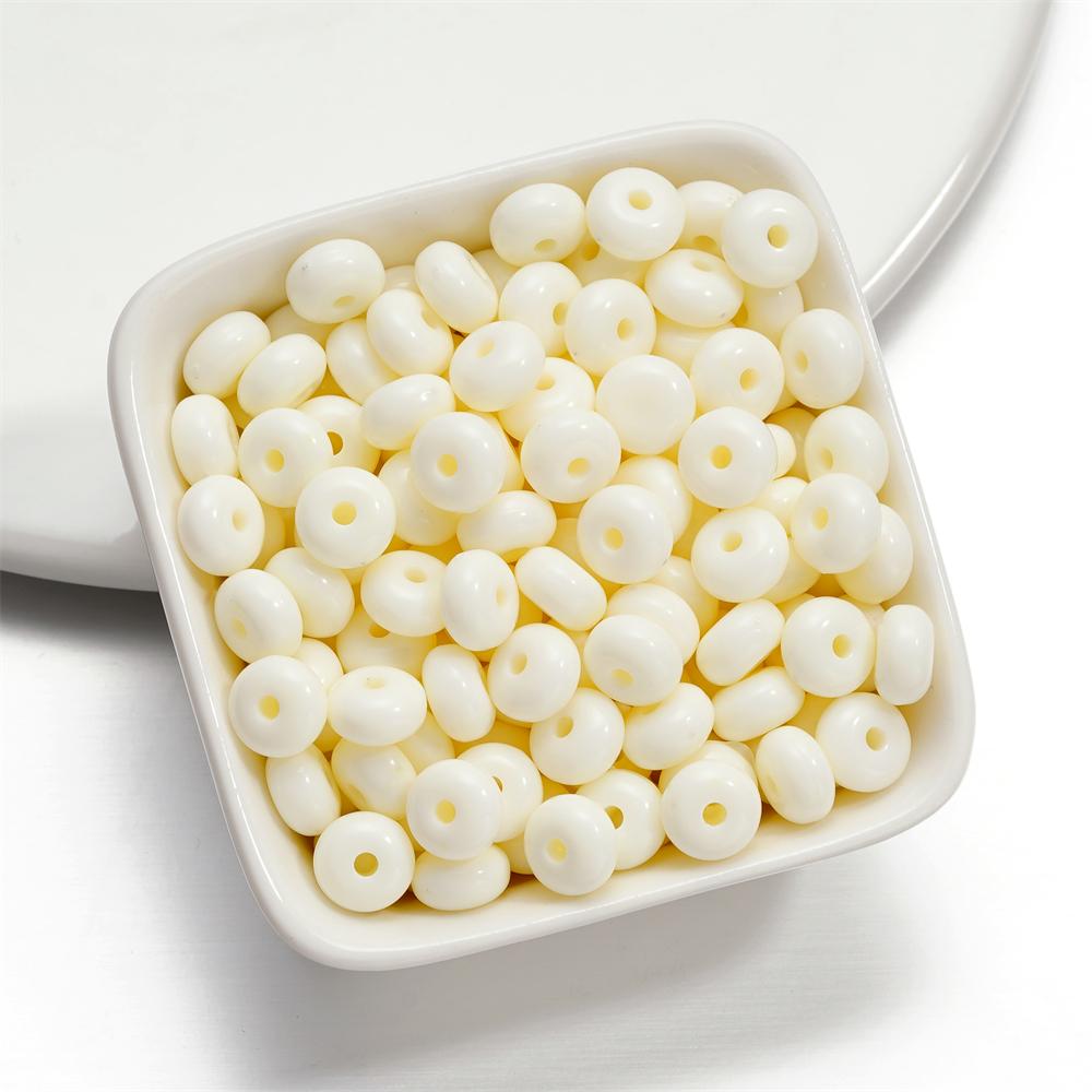 50pcs/Lot Acrylic Oblate Beads 8mm Flat Round Spacer Loose Bead for DIY Necklace Bracelet Jewelry Making Accessories