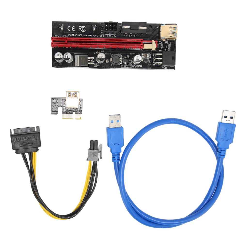 PCIE 1X to 16X Riser Card 4 Solid Capacitors 6 PIN Interface USB Cable Fixed Buckle Design PCIE GPU Riser Express