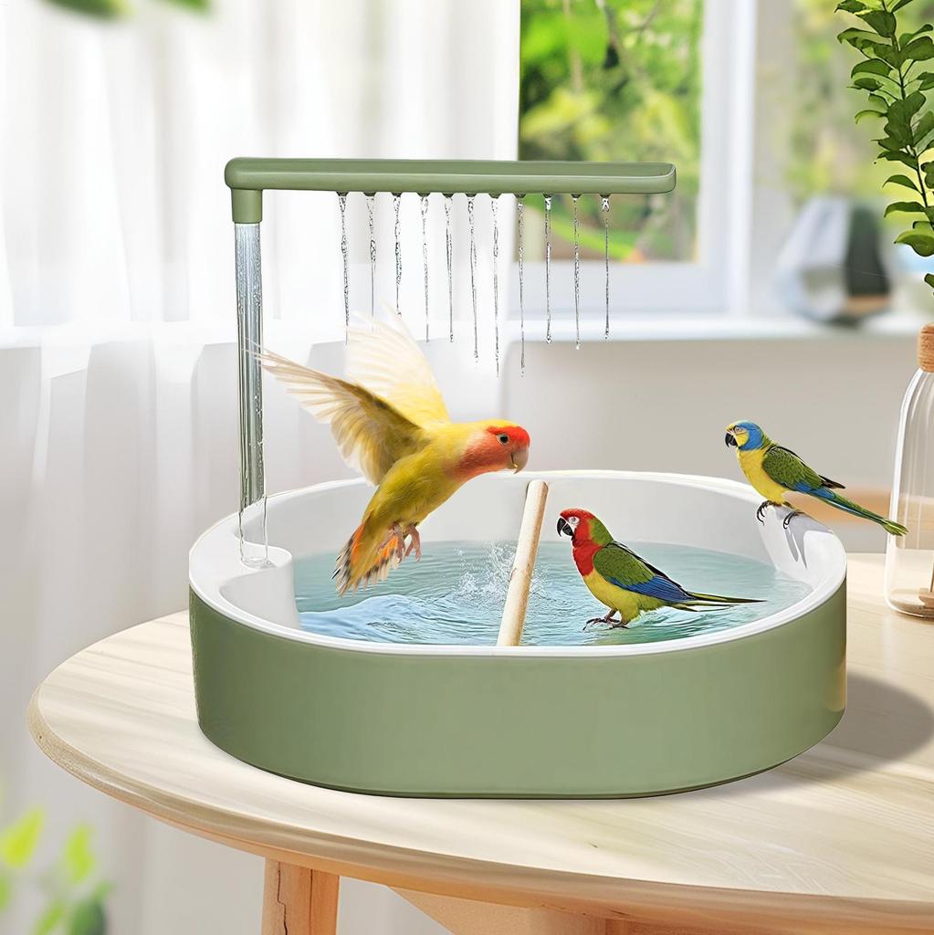 Automatic Bird Bathtub Versatile Indoor Cage Accessories Budgie Bathing Easy Setup Parrot Bath Shower with Parrot Perch Bath Tub