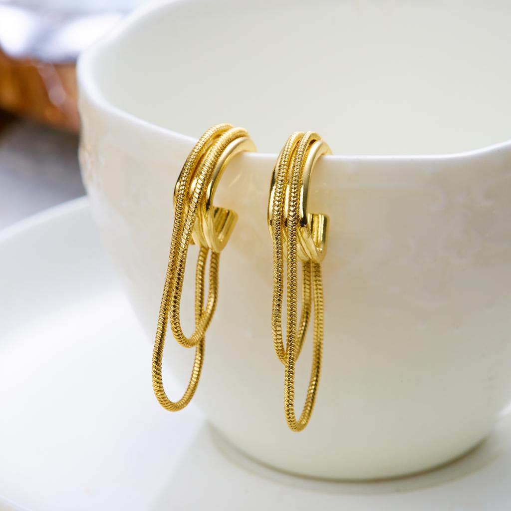 Elegant Vintage Drop Ear Line Long Hanging Earrings For Women Gold Color Tassel Snake Chain Piercing Earing Party Jewelry Gifts