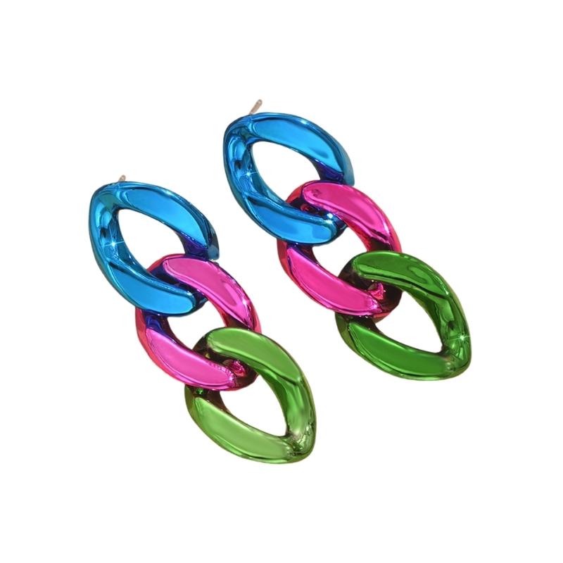 Stylish Alloy Chain Earrings In Candy Color Unique And Comfortable Chain Earrings Jewelry In Trendy Color For Parties