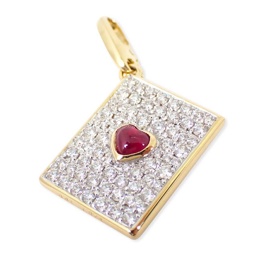 

[Used] K18 Ruby, Coral, and Diamond Charm Pendant Top/j19-39