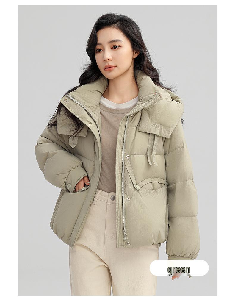 Yaya 2025 Women's Winter Hooded Down Jacket - Short, Thick, High Gram Weight, Fashionable, Warm Outerwear