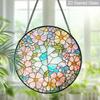 2D Flat Stained Glass Floral Window Decoration Colored Glass Plate, Charming Spring Summer Sun Catcher Home Livingroom Garden Decor, Unique Holiday