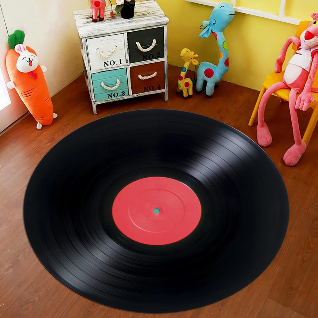 Popolare tappeto rotondo in vinile retrò per la decorazione del soggiorno, tappeto con disco musicale CD per la decorazione della camera da letto, zerbino per la porta del bagno