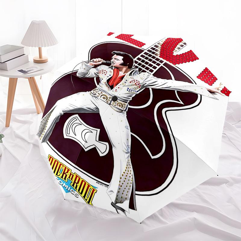 1pc ELVIS ROCK 'N' ROLL Automatic Open,Windproof, Compact Travel Umbrella, Gift for Birthday, Christmast93081