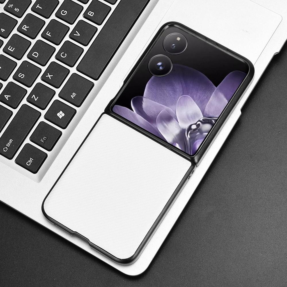 Etui dla Xiaomi Mix Flip 2 Tekstura włókna węglowego Wstrząsoodporne PU+PC Pokrowiec na telefon