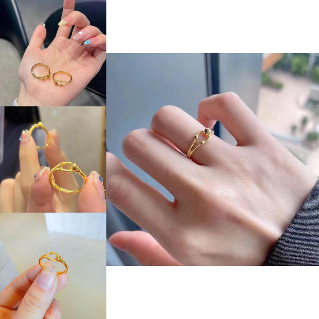 Unique Twisted Copper Gold Plated Adjustable Ring For Women Modern Style