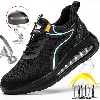 Fashion ZLMY Safety Shoes Men Air Cushion Steel Toe Sneaker Puncture Proof Sport Work Shoes Man Big Size 48 Safety Work Boots Breathable
