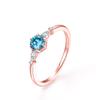 Blue Moissanite and Small Diamond Pave Ring In 925 Silver - Women's Light Luxury Gemstone Index Ring