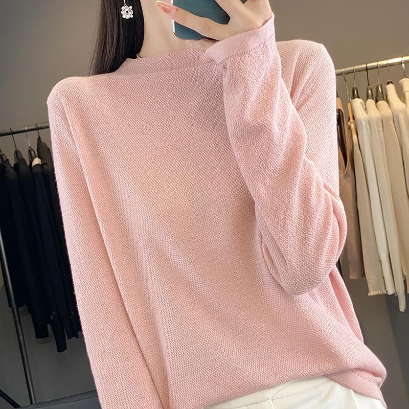 Dámský celoroční svetr z 50% vlny a 50% hedvábí | Lehký teplý pulovr z příze | Luxusní úplet z kašmírového hedvábí