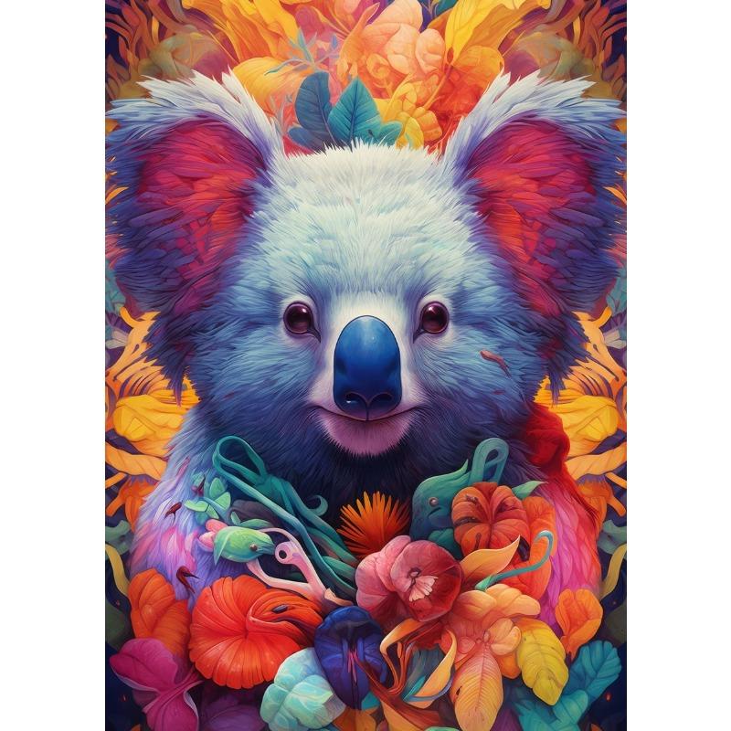 Portrait Floral Animal Portrait Panda Koala Owl Tiger Rabbit Art Posters Canvas Painting Wall Prints Picture for Room Home Decor