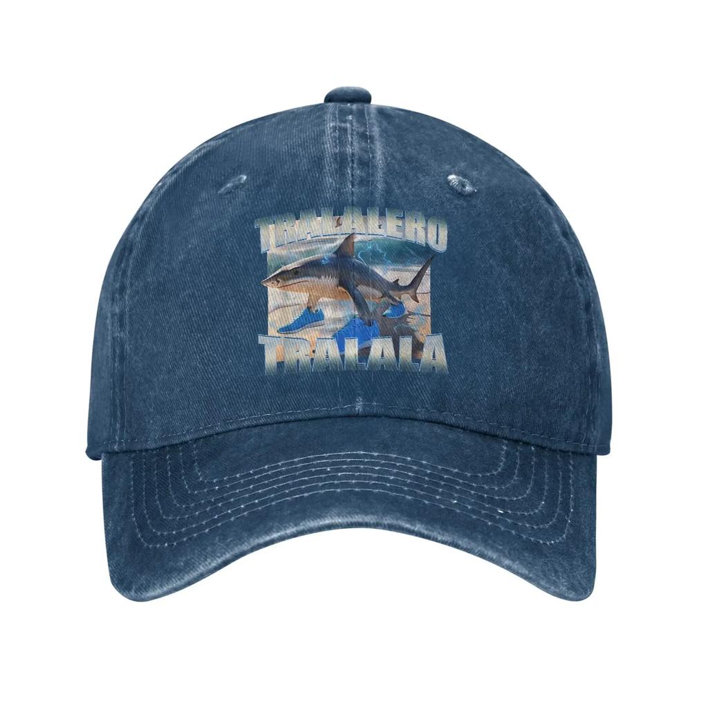 Tralalero Tralala Funny Shark Meme Sun Baseball Cap Distressed Denim Italian Brainrot Memes Sun Cap Unisex Summer Caps Hat