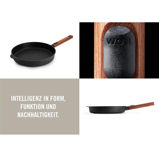 Сковорода Woll Eco Logic QXR чугунная для индукционных плит 28 см со съемной деревянной ручкой (1528WLCI-Q)