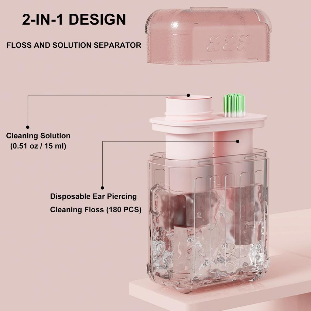 180/240pcs Ear Hole Cleaner Disposable Ear Piercing Cleaner Floss with 15ml Cleaning Solution Ear Cleaner for Removing Dirt Odor