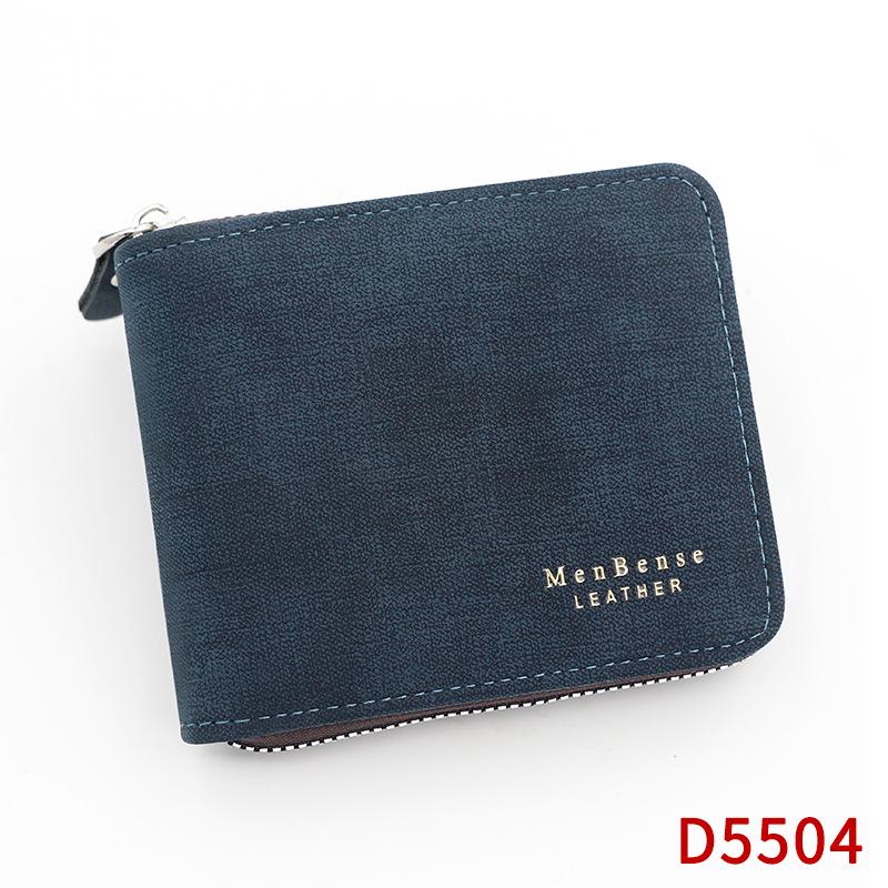 Men's Vintage Frosted PU Bi-fold Zipper Wallet with Coin Purse