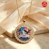 Gold-Edged Rhinestone American Flag & Statue of Liberty Necklace